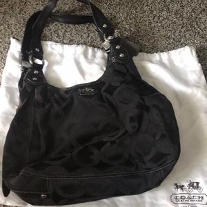 Maggie MadisonBlack Canvas Leather Shoulder Bag